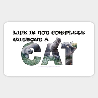 Life is not complete without a cat - grey cat oil painting word art Magnet